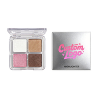 Maquillage Ogonskugga personnalisé, 4 couleurs, poudre illuminatrice, application facile, éclat radieux, illuminateur humide, illuminateur à étiquette privée