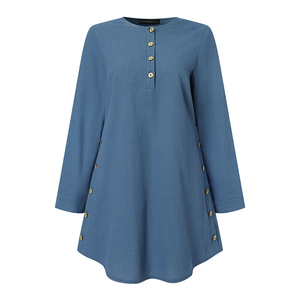 Chemise de fête élégante, Abaya Dubaï Turquie, Blouse vintage musulmane, Hauts unis à manches longues, Vêtements islamiques - Product Image 4