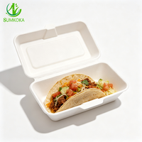 Boîte à hot-dogs jetable SUMKOKA 8*5 pouces en bagasse de canne à sucre, 100% compostable, biodégradable, de qualité alimentaire
