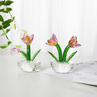 Honneur de Table en cristal décoration de la maison fleur en cristal ornement à collectionner Figurine de tournesol en cristal