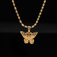 Collier de déclaration avec papillon pour femme, pendentif de style Hip-Hop, chaîne ondulée, bijou pour hommes et femmes