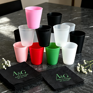 Gobelet en PP transparent givré en forme de U, personnalisé avec logo UV pour mariage, 12oz, 16oz, 24oz, jetable, pour thé au lait Boba, à emporter, cocktail - Product Image 1