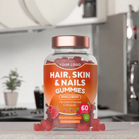 Gummies de beauté OEM 3-en-1 à la biotine avec collagène et kératine pour cheveux, peau et ongles - Complément vitaminique de 60 unités