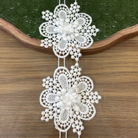 Dentelle brodée tridimensionnelle de 68 cm, motif floral en soie de lait soluble dans l'eau, blanc, pour rideau, robe de mariée, Lolita, DIY