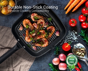 Envío rápido, sartenes con tapa de vidrio, 8 Uds., juegos de utensilios de cocina antiadherentes de aluminio fundido a presión negro con caja de Color - Product Image 3