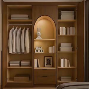 Armoire de chambre contemporaine minimaliste avec étagère ouverte cintrée, dressing de luxe pour villa - Product Image 3