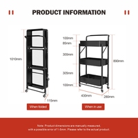Chariot pliable multifonctionnel Joyings avec 3 paniers en fil métallique et chariot de rangement en métal pour la lessive et le placard