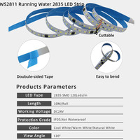 Bande LED WS2811 à effet de course d'eau, DC24V SMD2835 8MM PCB 120LEDs/m avec contrôleur tactile RF