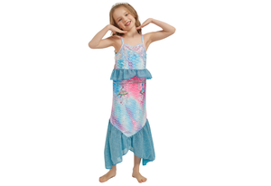 Abito da principessa sirena per bambine, vestito da sirena con stampa di squame scintillanti per bambini da <span class=keywords><strong>3</strong></span> a 10 anni - Product Image 6