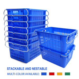 Cesta para Frutas para Granja y Supermercado, Caja Apilable y Encajable con Asa Metálica, Cesta de Almacenamiento y Embalaje de Vegetales de Fábrica - Product Image 2
