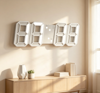 Horloge murale numérique LED 3D moderne en plastique, horloge de bureau électronique avec fonction snooze, date, température, veilleuse, décoration pour salon et bureau