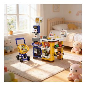 Scanner Cash Register Toy Supermarket Grocery Store <b>Checkout</b> <b>Counter</b> Shopping Basket Pretend Market Educational Kids Toys - Product Image 6