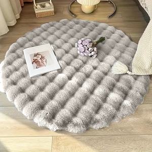 低价圆形泡泡毛绒地毯仿兔毛柔软蓬松地毯可水洗防滑客厅地垫 Alfombra - Product Image 4