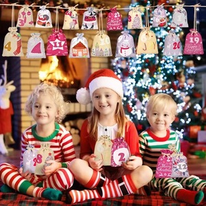 ถุงผ้ากระสอบนำกลับมาใช้ใหม่ได้ถุงของขวัญงานแต่งงานถุงใส่ขนมรักษาสำหรับคริสต์มาสปฏิทินการถือกำเนิดวันหยุดปาร์ตี้ - Product Image 1