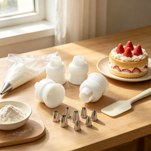 4Pcs White Plastic Piping Tip Coupler <b>set</b>, Universal Pastry Bag Converter, Cake <b>Baking</b> Decorating Tool - Product Image 3