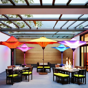 Grand <span class=keywords><strong>parasol</strong></span> d'extérieur commercial robuste en forme de fleur ronde parapluies tulipes LED en hôtel avec lumière LED - Product Image 2