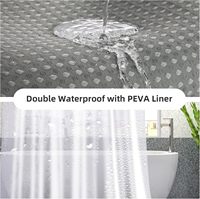 Doublure de rideau de douche gaufré noir élégance intemporelle 12 crochets clair imperméable et lavable en machine pour salle de bain
