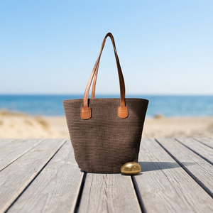 Bolso de paja marrón Luminos Butik con asas de cuero CNT2005-CNT2005-Coffee - Product Image 3