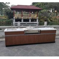 Set Dapur Pulau Modular Desain Modern dari Baja Anti Karat dan MDF, Dilengkapi Grill Gas dan Arang untuk BBQ Outdoor yang Dapat Disesuaikan