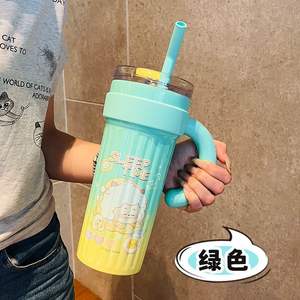 Vaso térmico Sweet Dream de 500 ml con pajita y asa, color rosa y verde, para niñas, taza para bebidas de verano - Product Image 2