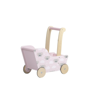 Poussette en bois antique personnalisée rose pour bébé avec poignée Poussettes en bois OEM