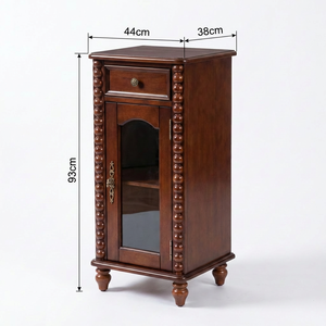 Armoire latérale étroite en bois massif vintage, armoire de rangement avec porte en verre et tiroir, <span class=keywords><strong>meuble</strong></span> gain de place pour salon et salle de bain - Product Image 6