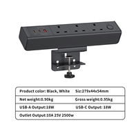 Multiprise de bureau 7-en-1 à fixation par pince avec 3 prises CA, 2 ports USB-C, 1 port USB-A et interrupteur pour postes de travail à domicile et au bureau