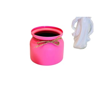 Pot de fleurs évasé en plastique couleur macaron avec nœud, pour plantes artificielles, décoration de mariage et d'hôtel, rouge vif, vert clair, bleu clair, rose - Product Image 5