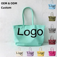 Sac fourre-tout en toile de coton personnalisé OEM, imprimé, coloré, réutilisable, couleur unie, grand format, pour les courses