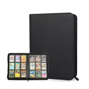 Carpeta con cremallera de 9 bolsillos para tarjetas toploader, 360 tarjetas, material Exo-Tec, 20 páginas de carga lateral (Negro) - Product Image 2