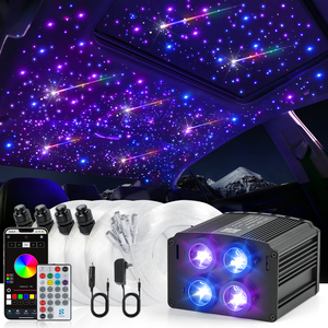 Kit de Techo Estrellado <span class=keywords><strong>para</strong></span> Coche de 1240 Piezas y 32W con Fibra Óptica, <span class=keywords><strong>Luces</strong></span> RGBW de Estrellas Fugaces y Efecto Centelleante <span class=keywords><strong>para</strong></span> Decoración del Techo del Automóvil - Product Image 1