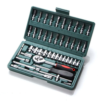 Jeu de clés à cliquet 1/4'' en CRV haute résistance, 46 pièces, pour réparation automobile et usage domestique