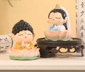 งานฝีมือเรซินสำหรับตกแต่งภายในรถยนต์เดสก์ท็อปประดับรถดอกบัวเมืองดอกบัวขอให้โชคดี - Product Image 3