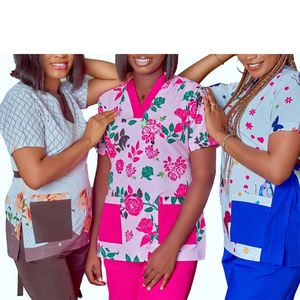 Dental Hospital Africa Style Krankens ch western Pflege uniformen Benutzer definierte 2 Stück Frauen Doktor Medical Scrub Ankara Krankens ch wester Scrub Sets <span class=keywords><strong>Uniform</strong></span> - Product Image 3