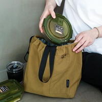 Sac de rangement japonais imperméable en nylon pour boîte à lunch, sac à bento en fibre de nylon avec cordon de serrage, sac de rangement, sac thermique pour pique-nique en plein air