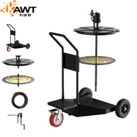Pompe à graisse pneumatique mobile CAVITT 200L haute pression avec chariot, couvercle de fût, plaque de suivi et tuyau de 6m – Distributeur pneumatique