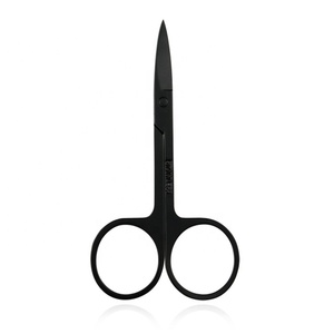 Tijeras profesionales de acero inoxidable para cejas y uñas negras con hoja curva - Product Image 2