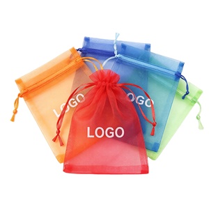 Wholesale Custom Printed Organza Drawstring <b>Bag</b> Sheer Mesh Gift Pouch for Wedding Party Favor Candy Jewelry Packaging - Product Image 1