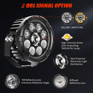 ไฟขับขี่มอเตอร์ไซค์ LED ทรงกลม 4.5 นิ้ว สีเหลืองอำพัน ไฟ DRL สำหรับมองเห็นในเวลากลางวัน ไฟเสริมสำหรับขับขี่ออฟโรด สำหรับ Sportster Thruxton <span class=keywords><strong>CB750</strong></span> - Product Image 2