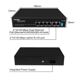 Ethernet 6 Port PoE Switch 10/100M 300M CCTV PoE Switch For Security System And IP Camera