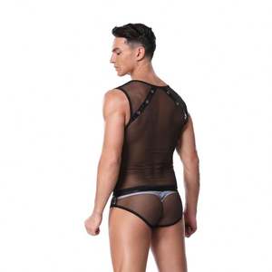 Pole Dancing Set Lingerie Catsuit Noir Mesh Voir À Travers Body Hommes Costumes Érotiques - Product Image 5