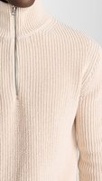 Pull-over Homme Personnalisé OEM&ODM 100% Coton, Col Montant Zippé, Manches Longues, Tricot Côtelé Crème, Style Pêcheur