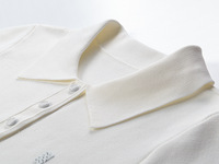 Robe mini en maille unie pour femme, style vintage français 2025, col polo, manches courtes, ourlet plissé, coupe trapèze