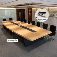 Table de Conférence Extensible en Bois Massif, Garantie 5 Ans, 12 Places, pour Salle de Réunion, Salle à Manger, Usage Commercial – Vente en Gros Direct Usine