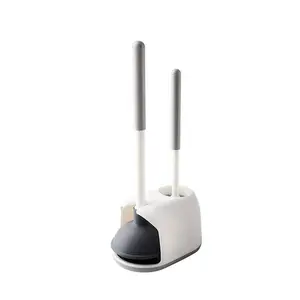 Hot Selas Toilet Plunger and Bowl Brush with Holder Combo Set for Bathroom Cleaning