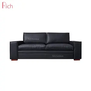 Mi Casa Retro Couch Vintage Black Leather PU Sofa Living Room Hotel Furniture