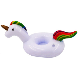 <b>Inflatable</b> Unicorn Cup Holder Earless Rainbow PVC Pool Drink <b>Float</b> For Indoor Outdoor Use - Product Image 5