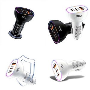 Cargador de Coche de 90W, Producto en Tendencia 2026 para iPhone 15, 17, 16, 14, Material de PC Ignífugo, Múltiples Puertos, USB C de 30W, Carga Súper Rápida para <span class=keywords><strong>Macbook</strong></span> - Product Image 1