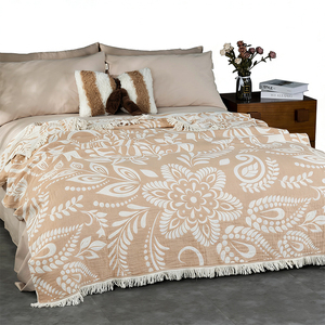 Manta de Percal para Adultos, para Sofá 150 x 200 cm, Manta Ligera de Algodón 100% Orgánico, para Verano, Todas las Estaciones (Marrón Avena) - Product Image 1