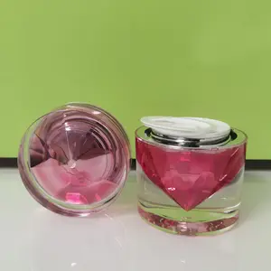 Luxe Containers Cosmetische Verpakkingen 15G Diamond Jar 30G 50G 15G Roze Cosmetische Pot Voor Nail Acryl glitter Poeder